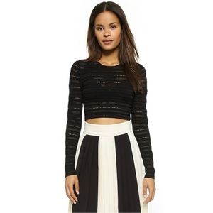 Ronny Kobo Black Textured Cropped Sweater
